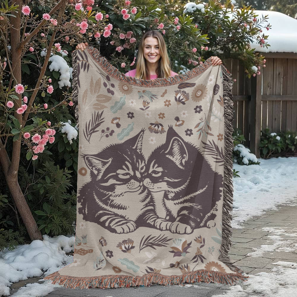 Snuggling Kitties - Woven Blanket